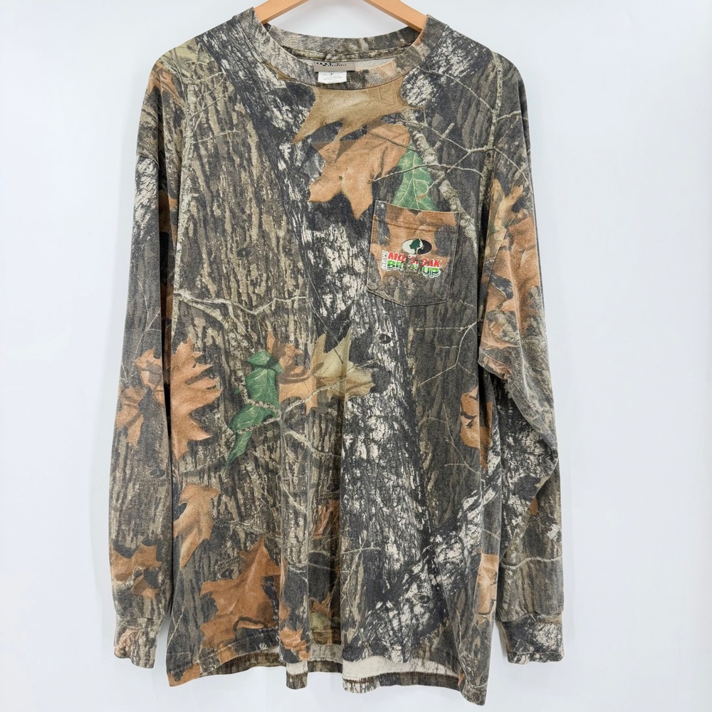 Vintage Jerzees Outdoors Mossy Oak Break-Up Camo Shirt XL Long Sleeve Hunting